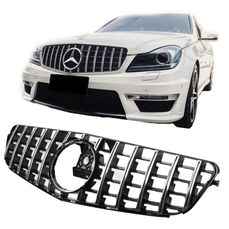 Βλησαρούλης Car Center - Μάσκα Για Mercedes-Benz C-Class W204 07-14 GT Amg Panamericana Look Μαύρο/Χρώμιο 1 Τεμάχιο