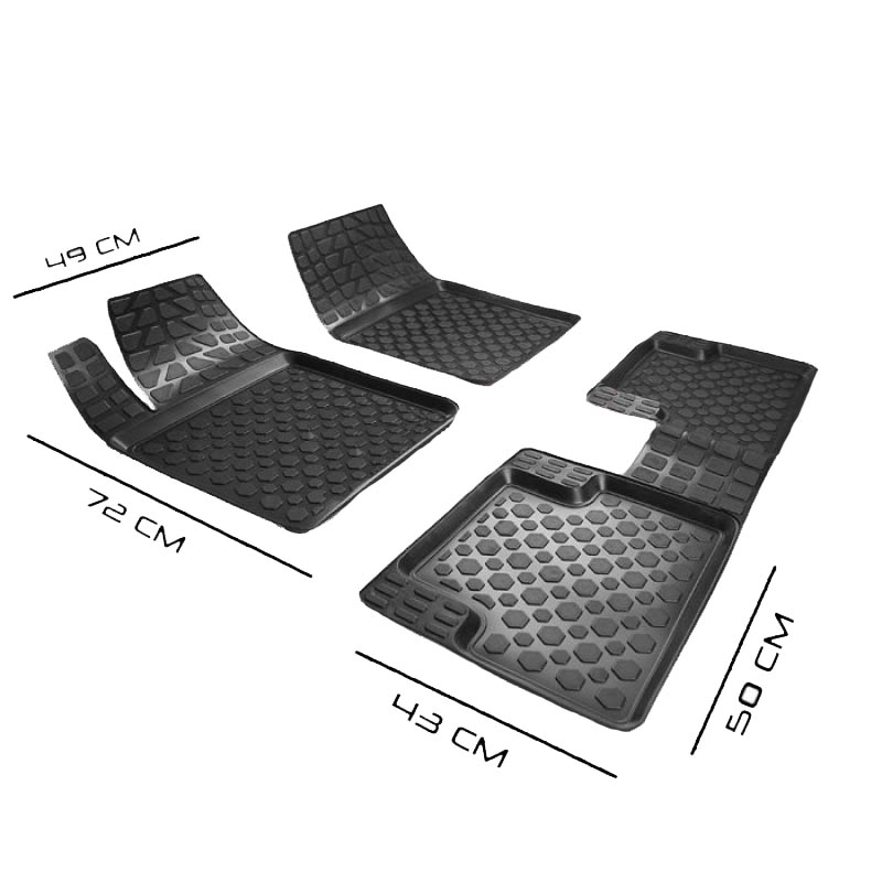 Βλησαρούλης Car Center - Πατάκια Σκαφάκια Universal 3D Από Λάστιχο TPE Rizline Μαύρα 4 Τεμάχια