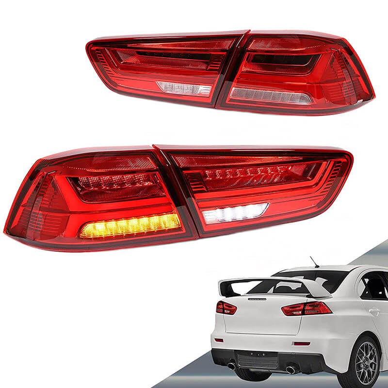 Βλησαρούλης Car Center - Πισινά Φανάρια Set Για Mitsubishi Lancer X 08-17 Led Bar Κόκκινο/Crystal VLAND