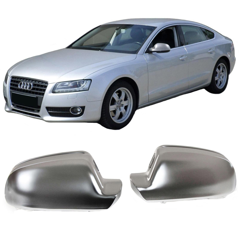 Βλησαρούλης Car Center - Καπάκια Καθρεφτών Για Audi A3 8P 10-13, A4 B8 11-15, A5 8T 11-15 Καβούκια Χωρίς Lane Assist Brushed Aluminium 2 Τεμάχια