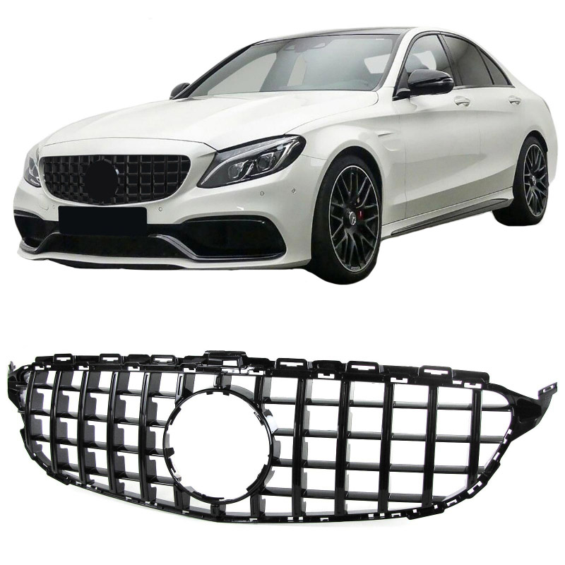 Βλησαρούλης Car Center - Μάσκα Για Mercedes-Benz C-Class W205 14+ GT Amg Panamericana Look Γυαλιστερή Μαύρη 1 Τεμάχιο