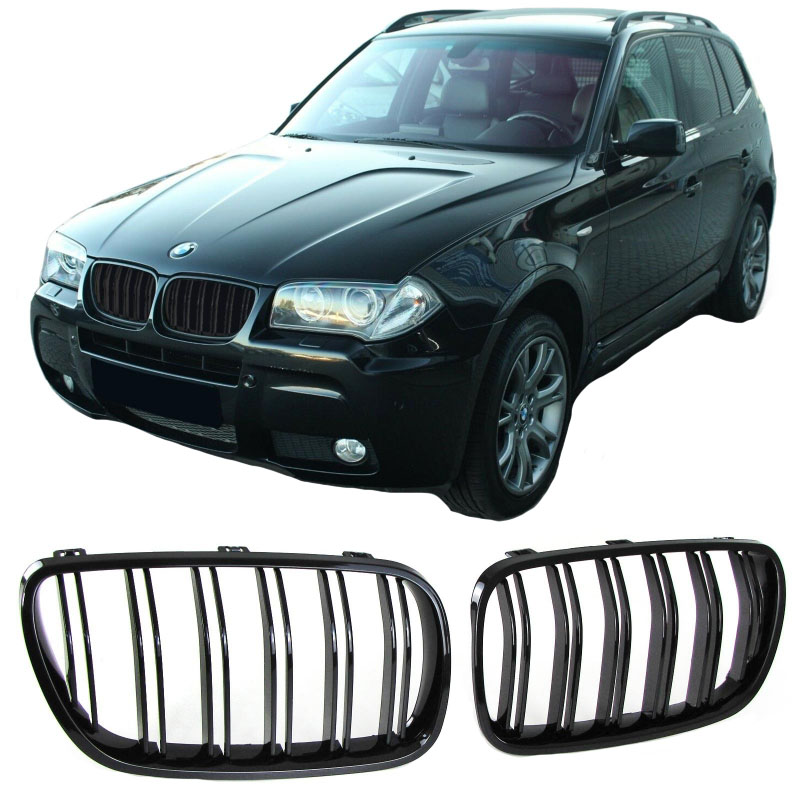 Βλησαρούλης Car Center - Καρδιές Μάσκας Για Bmw X3 E83 06-11 M4 Look Με Διπλή Γρίλια Μαύρο Γυαλιστερό 2 Τεμάχια