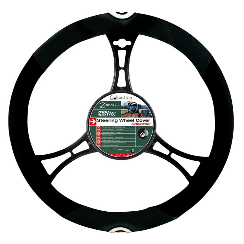 Βλησαρούλης Car Center - Κάλυμμα Tιμονιού Ύφασμα 8 Ball Μαύρο Medioum 37-39CM B805048