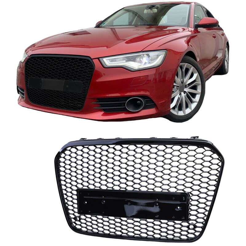 Βλησαρούλης Car Center - Μάσκα Για Audi A6 4G C7 11-15 RS6 Look Κυψελωτή Γυαλιστερό Μαύρο 1 Τεμάχιο