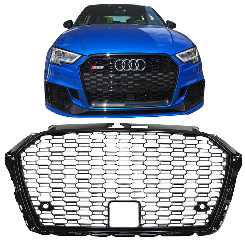 Βλησαρούλης Car Center - Μάσκα Για Audi A3 8V 16-20 RS3 Look Κυψελωτή Γυαλιστερό Μαύρο 1 Τεμάχιο