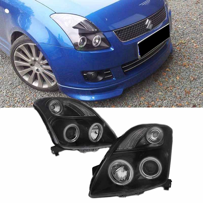 Βλησαρούλης Car Center - Μπροστινά Φανάρια Set Για Suzuki Swift 05-10 ccfl Angel Eyes Μαύρα H1/H1Sonar