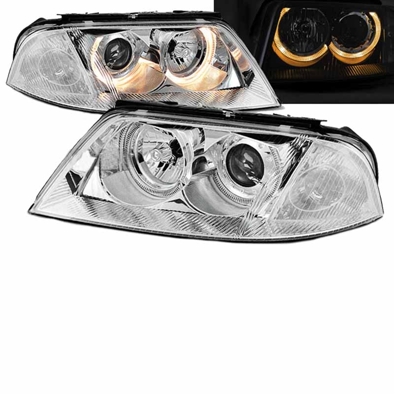 Βλησαρούλης Car Center - Μπροστινά Φανάρια Set Για Vw Passat 3BG 00-05 Angel Eyes Χρωμίου H7/H7 Depo