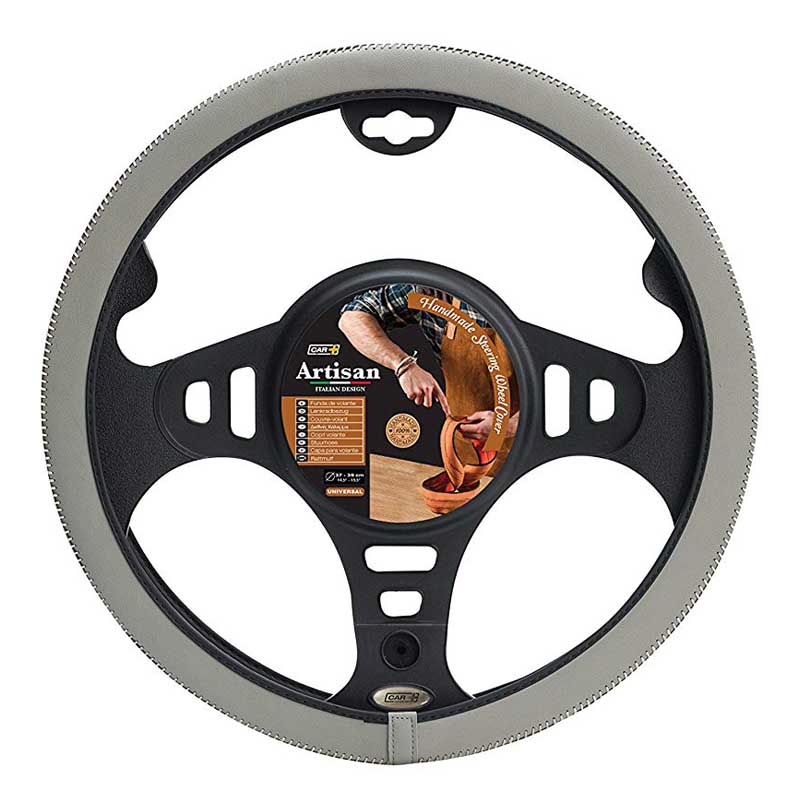 Βλησαρούλης Car Center - Κάλυμμα Tιμονιού Handmade Δερματίνη Ανοιχτό Γκρί Medium 37-39cm HMA50LG