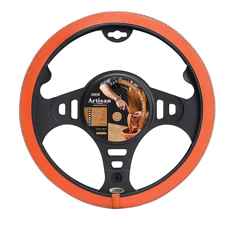 Βλησαρούλης Car Center - Κάλυμμα Tιμονιού Handmade Δερματίνη Πορτοκαλί Medium 37-39cm HMA60NJ