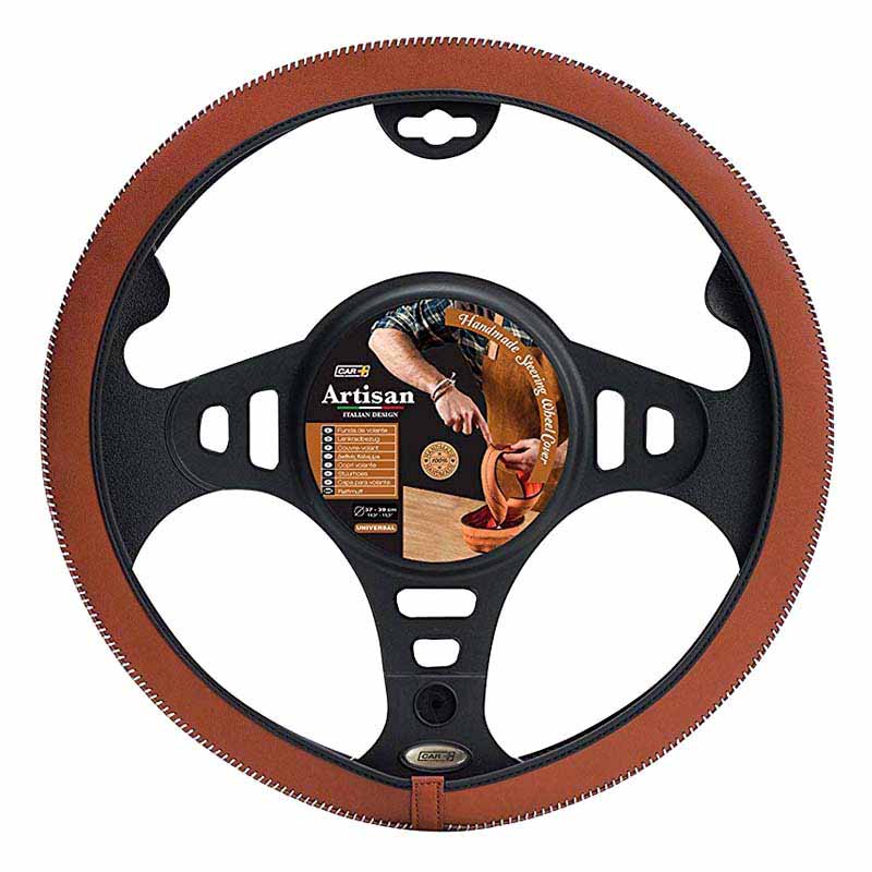 Βλησαρούλης Car Center - Κάλυμμα Tιμονιού Handmade Δερματίνη Καφέ Medium 37-39cm HMA70WN