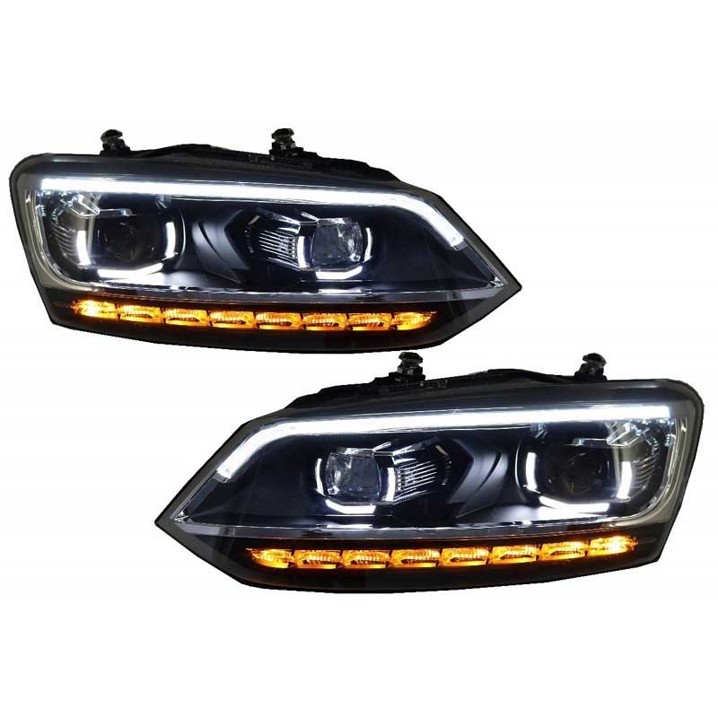 Βλησαρούλης Car Center - Μπροστινά Φανάρια Set Για Vw Polo 6R/6C 09-17 DRL Passat Matrix Look & Dynamic Φλας Full Led Με Μοτέρ Carner
