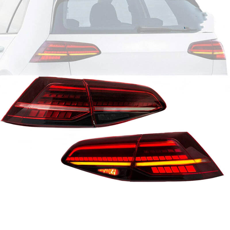 Βλησαρούλης Car Center - Πισινά Φανάρια Set Για Vw Golf VII 7 & 7.5 11-19 Led Bar Dynamic Facelift 7.5 GTI/R Look Κόκκινο/Φιμέ VLand