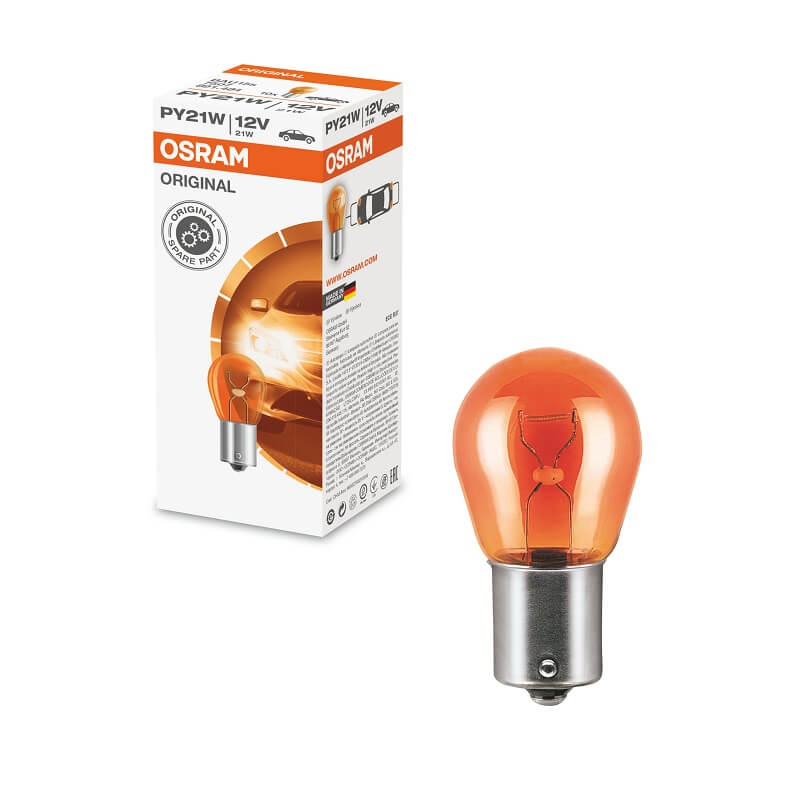 Βλησαρούλης Car Center - Λάμπα Φλας PY21W BAU15S Πορτοκαλί 12volt 21watt Original Line Osram 7507 1 Τεμάχιο