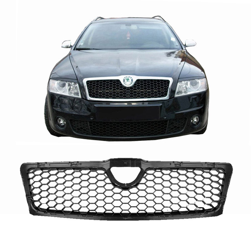 Βλησαρούλης Car Center - Μάσκα Για Skoda Octavia / Octavia RS Mk2 2004-2007  Κυψελωτή Μαύρη 1 Τεμάχιο