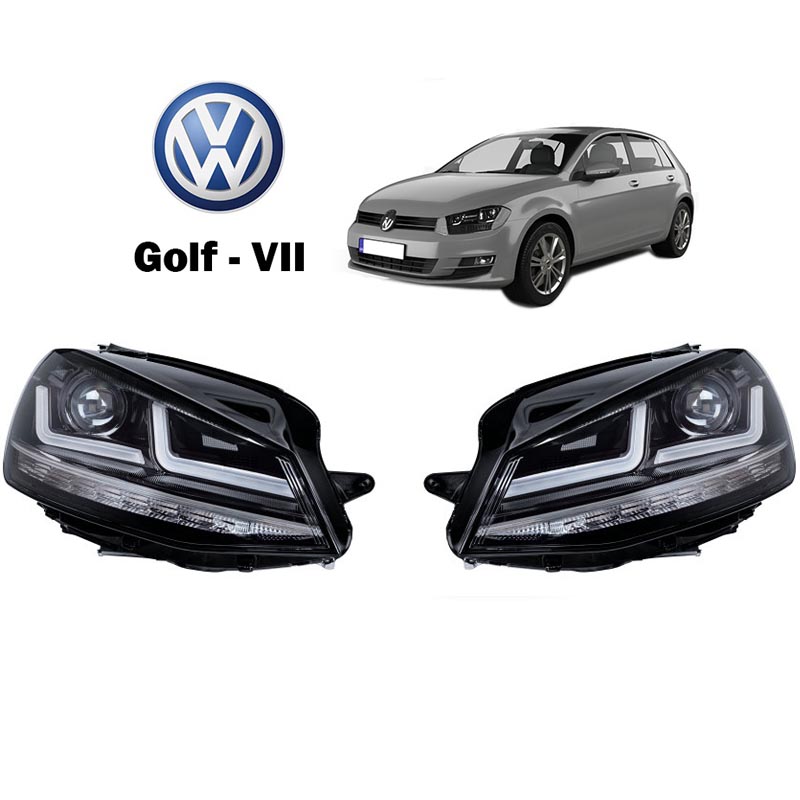 Βλησαρούλης Car Center - Μπροστινά Φανάρια Set Για Vw Golf VII (7) 12-17 DRL Full Led Halogen Version Black/Chrome LEDHL103-CM Osram Ledriving Osram Ledriving