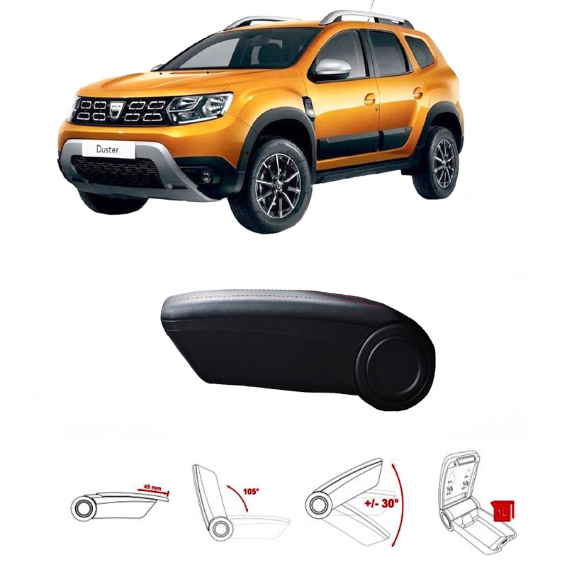 Βλησαρούλης Car Center - Κονσόλα Χειροφρένου Τεμπέλης Armster OE1 TR Limited Με Usb Για Dacia Duster 2018+ Χωρίς Εργοστασιακό Τεμπέλη Μαύρο Χρώμα Με Κόκκινη ραφή
