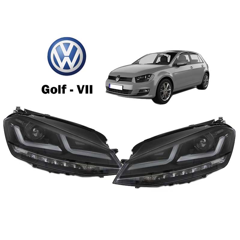 Βλησαρούλης Car Center - Μπροστινά Φανάρια Set Για Vw Golf VII (7) 12-17 DRL Full Led Halogen Version Black LEDHL103-BK Osram Ledriving