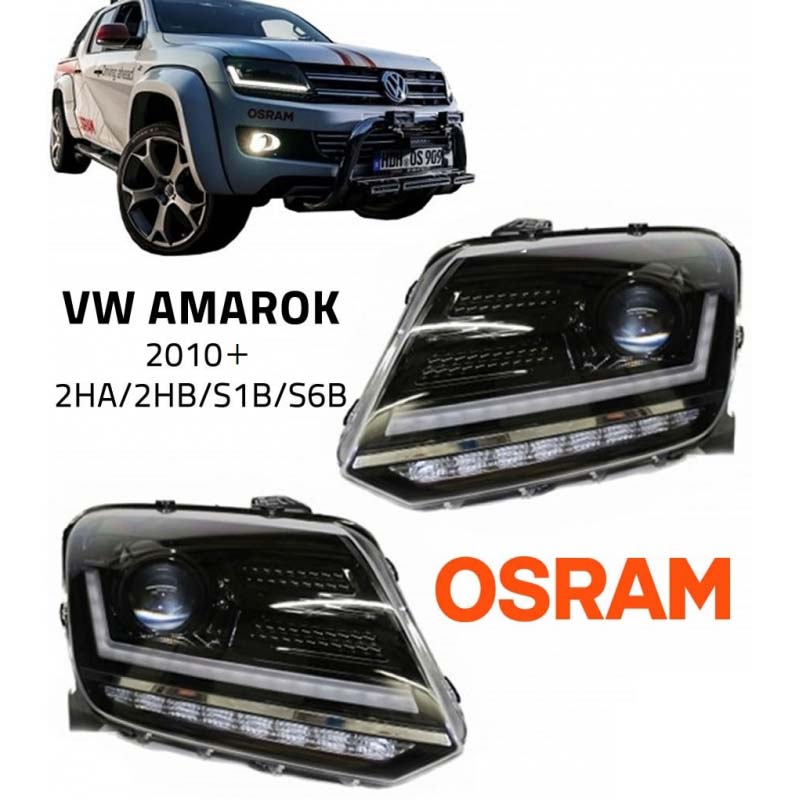 Βλησαρούλης Car Center - Μπροστινά Φανάρια Set Για Vw Amarok 2010+ DRL Full Led Halogen Version Μαύρα LEDHL107-BK OsramLedriving