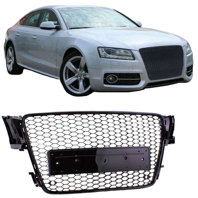 Βλησαρούλης Car Center - Μάσκα Για Audi A5 8T 07-11 RS5 Look Κυψελωτή Γυαλιστερό Μαύρο 1 Τεμάχιο