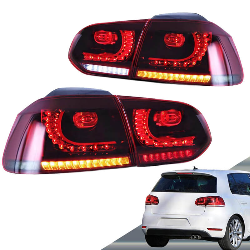 Βλησαρούλης Car Center - Πισινά Φανάρια Set Για Vw Golf VI (6) 08-12 Full Led GTI R20 Look Κόκκινο/Φιμέ VLand