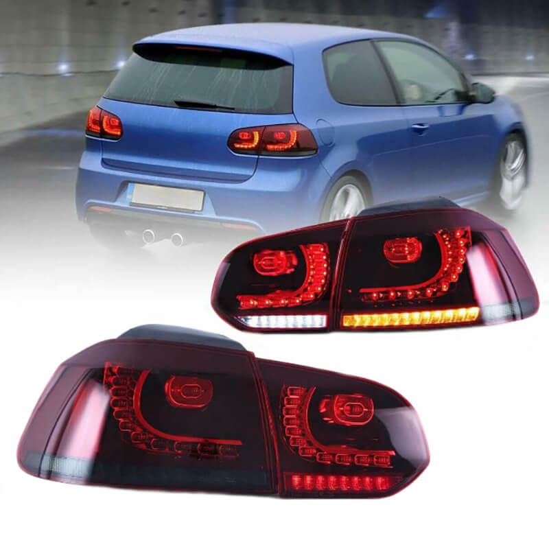 Βλησαρούλης Car Center - Πισινά Φανάρια Set Για Vw Golf VI (6) 08-12 Full Led Dynamic GTI R20 Look Σκούρο Κόκκινο/Λευκό VLand