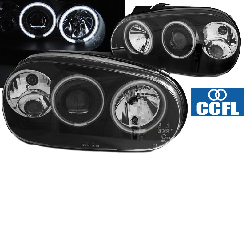 Βλησαρούλης Car Center - Μπροστινά Φανάρια Set Για Vw Golf IV (4) 97-03 ccfl Angel Eyes Μαύρα H7/H1/H3  Sonar