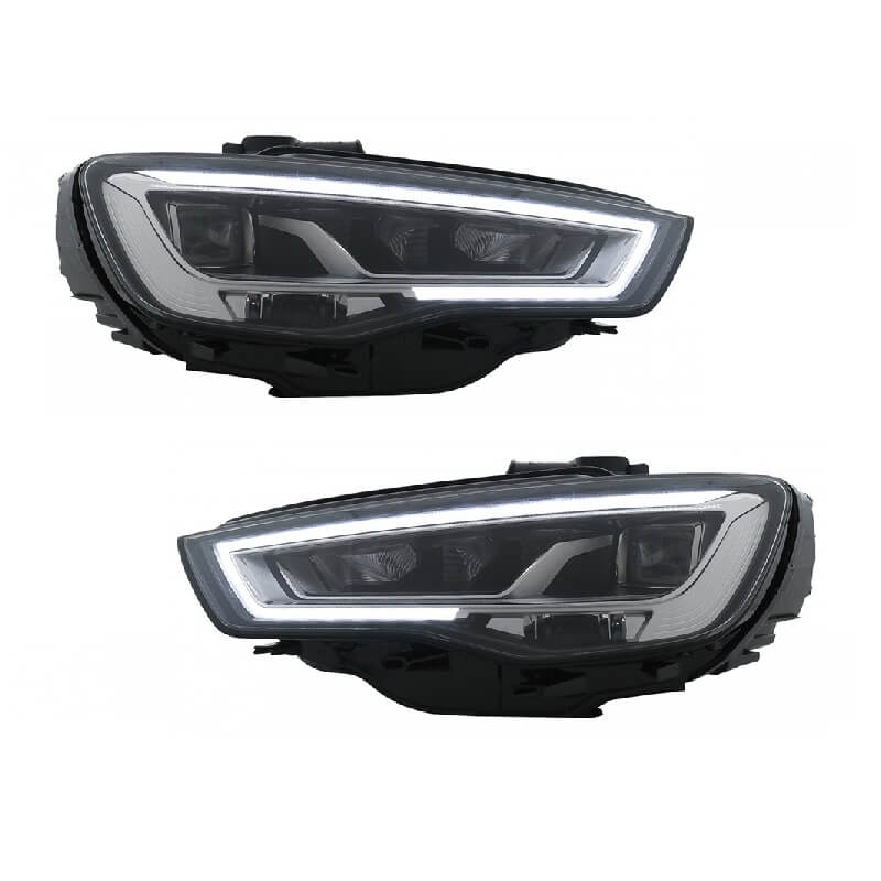 Βλησαρούλης Car Center - Μπροστινά Φανάρια Set Για Audi A3 8V 12-16 DRL Full Led & Led Signal Μαύρα  Με Μοτέρ Carner