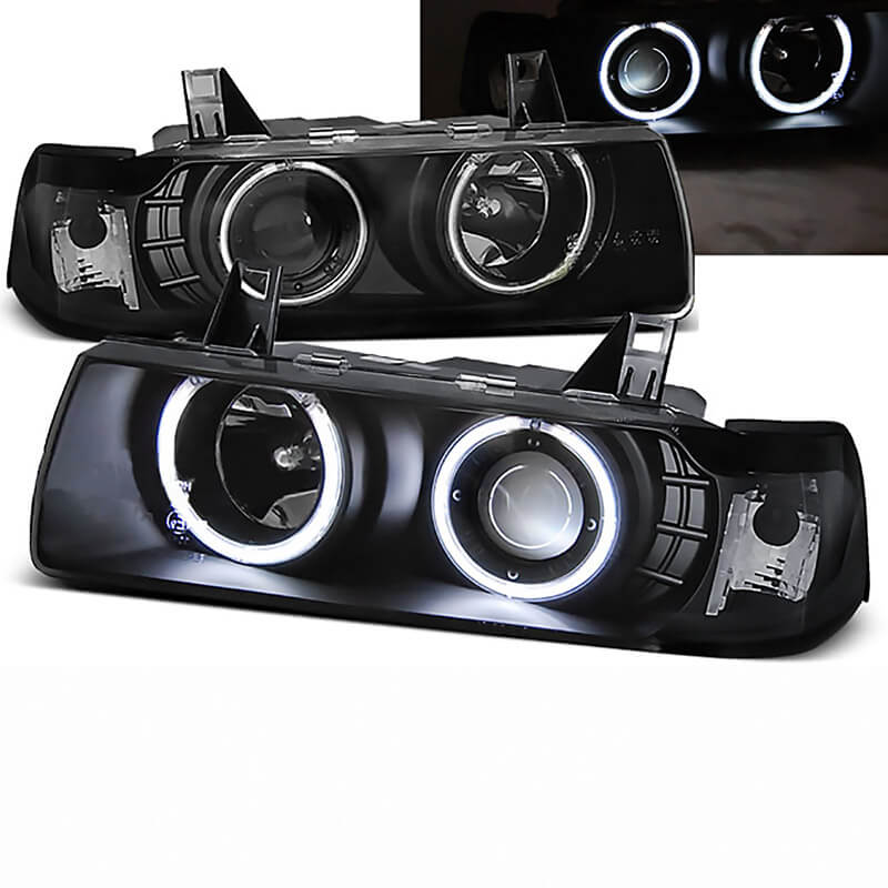 Βλησαρούλης Car Center - Μπροστινά Φανάρια Set Για Bmw 3 E36 90-99 Sedan / Compact / Touring ccfl Angel Eyes Μαύρα H3/H1 Eagle Eyes