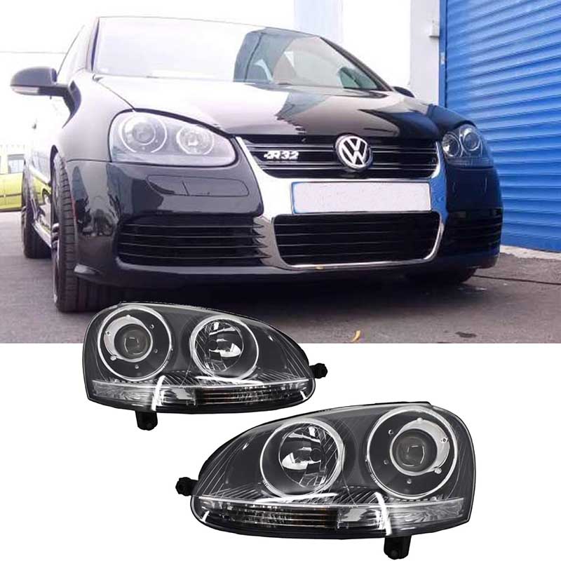 Βλησαρούλης Car Center - Μπροστινά Φανάρια Set Για Vw Golf V (5) 03-08 Projectors GTI / R32 Look Χρωμίου H7/H7 Με Μοτέρ & E-Mark Carner