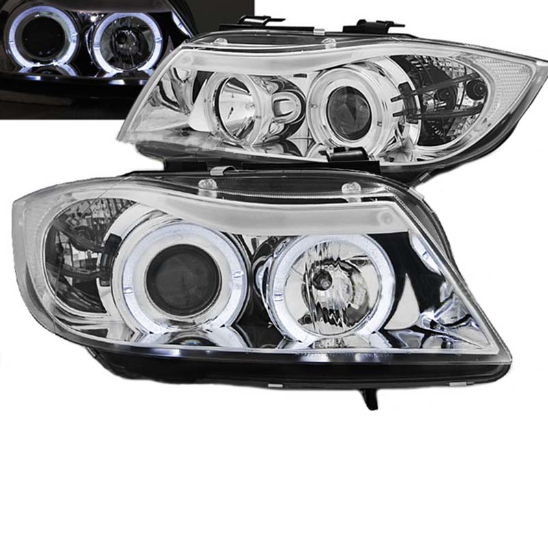 Βλησαρούλης Car Center - Μπροστινά Φανάρια Set Για Bmw 3 E90 / E91 05-08 Angel Eyes Χρωμίου H7/H1 Sonar
