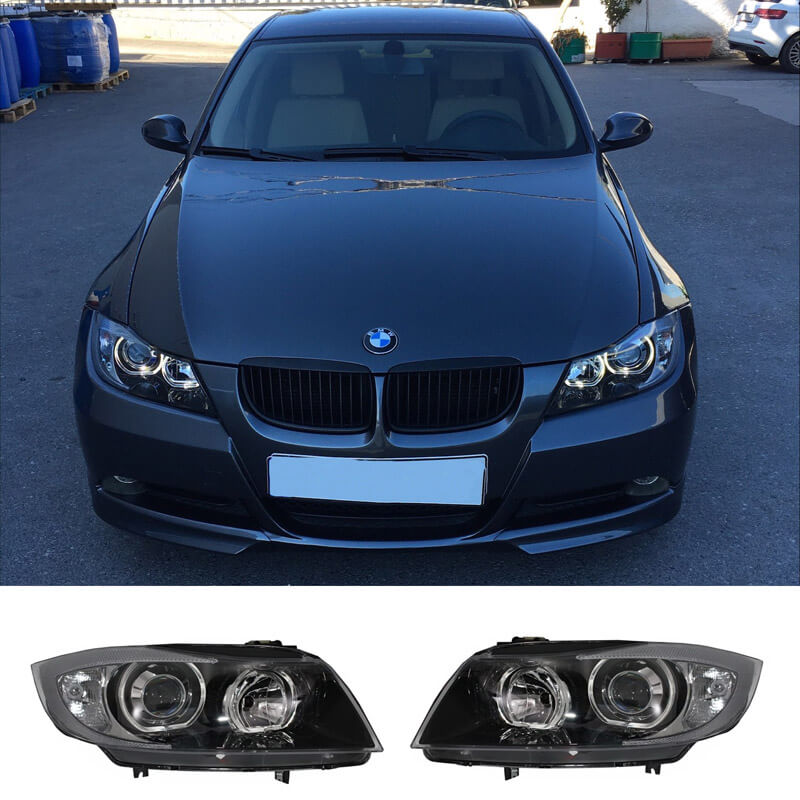 Βλησαρούλης Car Center - Μπροστινά Φανάρια Set Για Bmw 3 E90 / E91 05-11 Angel Eyes Led Μαύρα H7/H7 Depo