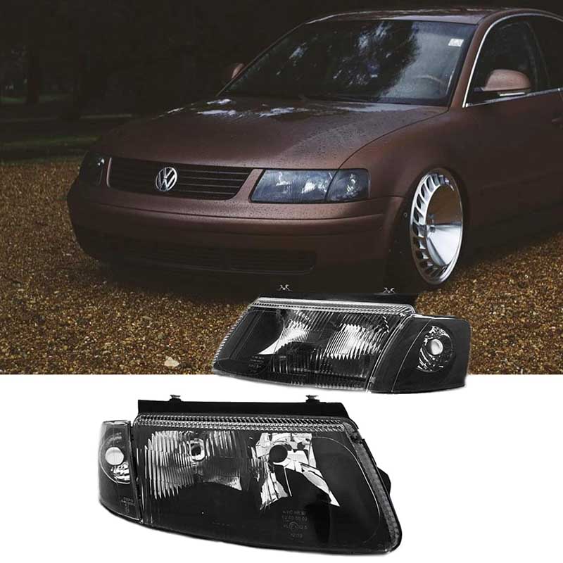 Βλησαρούλης Car Center - Μπροστινά Φανάρια Set Για Vw Passat 3B 96-00 Μαύρα H7/H4 Depo