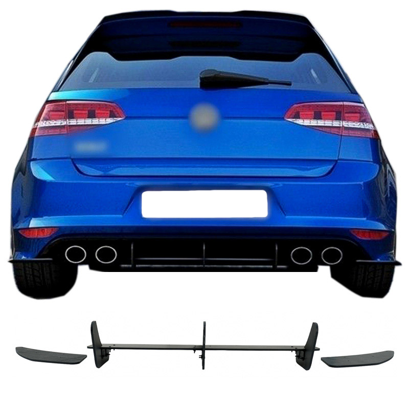 Βλησαρούλης Car Center - Diffuser Πίσω Προφυλακτήρα Για VW Golf VII (7) 13-17 Για R Έκδοση Mat Black 3 Bars & 2 Side Splitters Από Πλαστικό 3 Τεμάχια