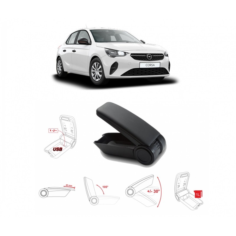 Βλησαρούλης Car Center - Κονσόλα Χειροφρένου Τεμπέλης Armster OE1 Με Usb Για Opel Corsa F 2020+ Χωρίς Εργοστασιακό Τεμπέλη Μαύρο Χρώμα