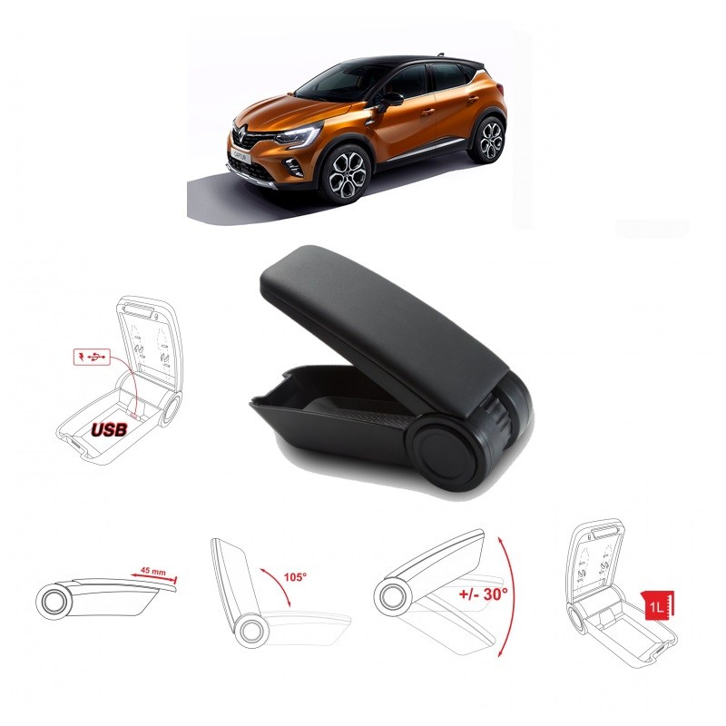 Βλησαρούλης Car Center - Κονσόλα Χειροφρένου Τεμπέλης Armster OE1 Με Usb Για Renault Clio 2019+ / Captur 2019+ Χωρίς Εργοστασιακό Τεμπέλη Μαύρο Χρώμα