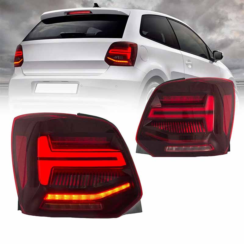Βλησαρούλης Car Center - Πισινά Φανάρια Set Για Vw Polo 6R 09-14 Led Bar Dynamic Κόκκινο/Crystal VLand