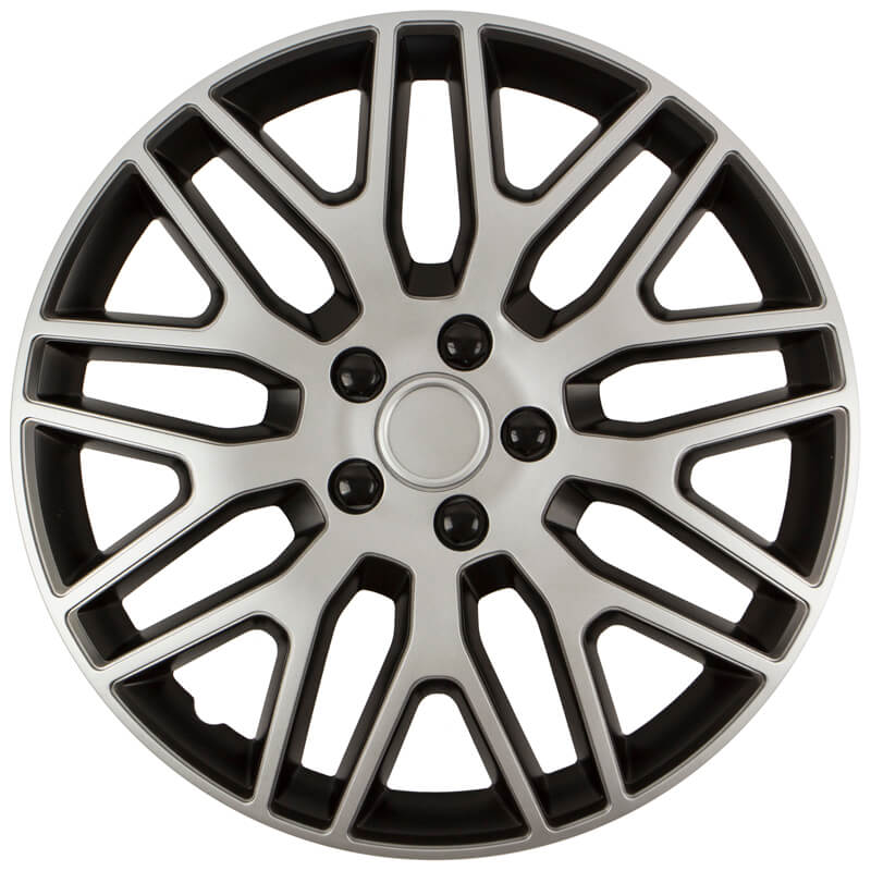 Βλησαρούλης Car Center - Τάσια Τροχών Αυτοκινήτου 15" Dakar 108323 Ασημί Με Μαύρο Με Μαύρα Μπουλόνια 4 Τεμάχια