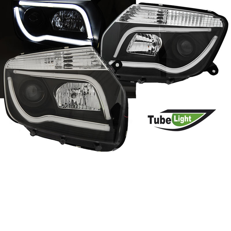 Βλησαρούλης Car Center - Μπροστινά Φανάρια Set Για Dacia Duster 10-14 DRL & Led Tube Μαύρα H7/H1 Sonar