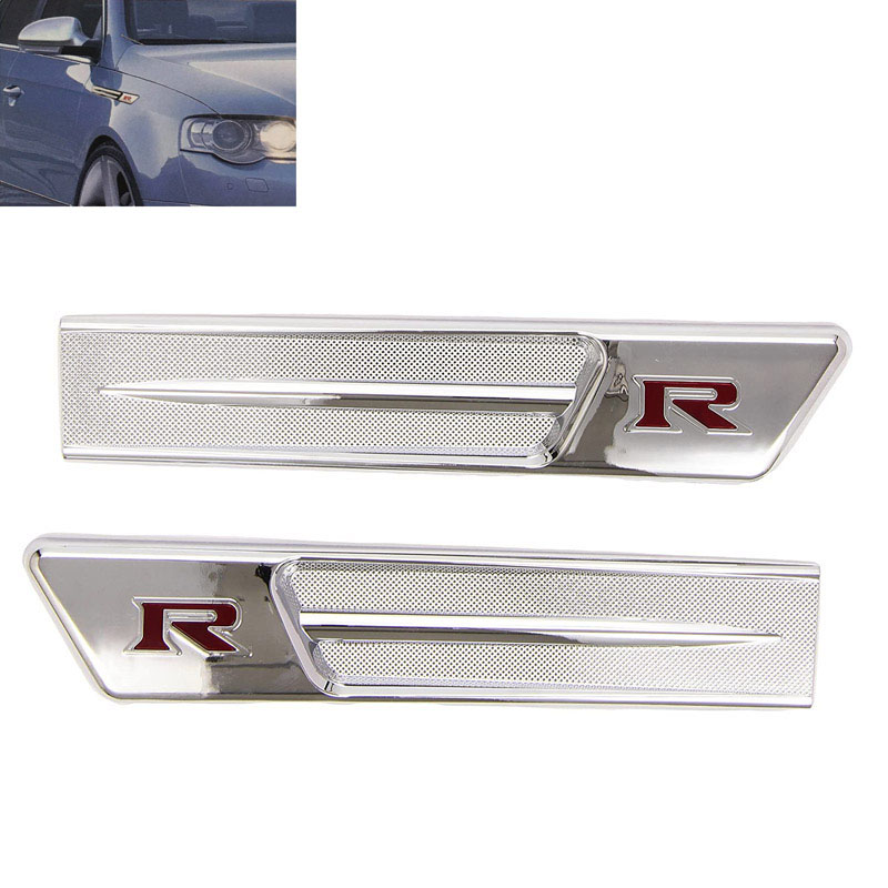 Βλησαρούλης Car Center - Αεραγωγοί Φτερών Πλαινοί RaceSport Skyline "R" Look Χρωμίου 4,5 x 22,5cm 2 Τεμάχια