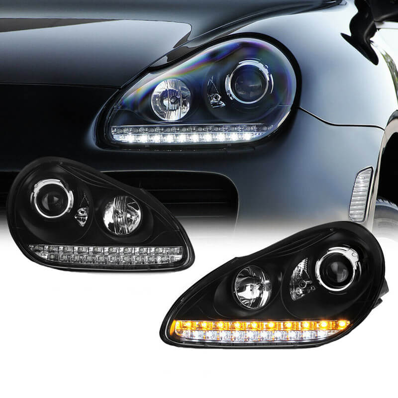 Βλησαρούλης Car Center - Μπροστινά Φανάρια Set Για Porche Cayenne 02-06 D1S / H7/H1 Xenon Μαύρα Sonar