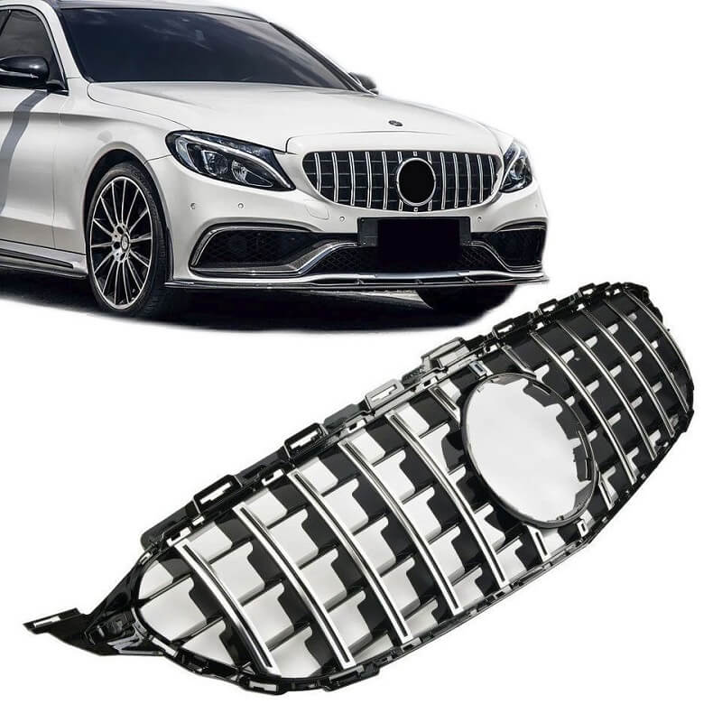 Βλησαρούλης Car Center - Μάσκα Για Mercedes-Benz C-Class W205 14+ GT Amg Panamericana Look Μαύρο/Χρώμιο 1 Τεμάχιο
