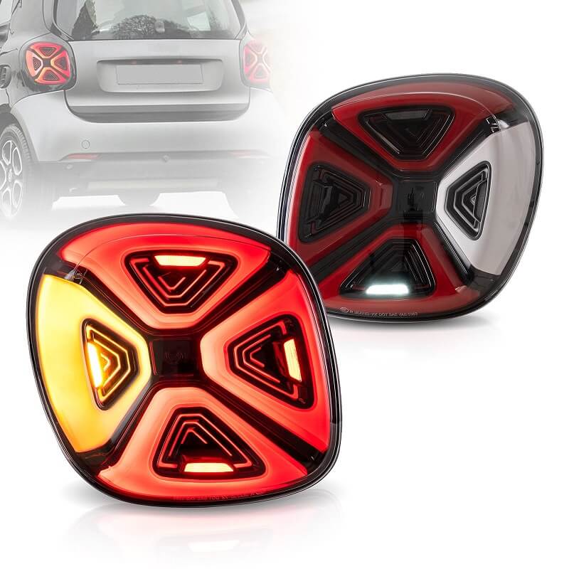 Βλησαρούλης Car Center - Πισινά Φανάρια Set Για Smart ForTwo C453 A453, ForFour W453 14-19 Full Led Bar Dynamic Start-up Display Κόκκινο/Διαφανές/Μαύρο VLand