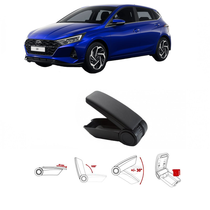 Βλησαρούλης Car Center - Κονσόλα Χειροφρένου Τεμπέλης Armster OE1 Για Hyundai I20 2020+ Χωρίς Εργοστασιακό Τεμπέλη Μαύρο Χρώμα