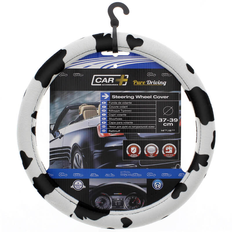 Βλησαρούλης Car Center - Κάλυμμα Tιμονιού &apos;&apos;Cow Style&apos;&apos; Άσπρο / Μαύρο Βελούδο Medium 37-39cm