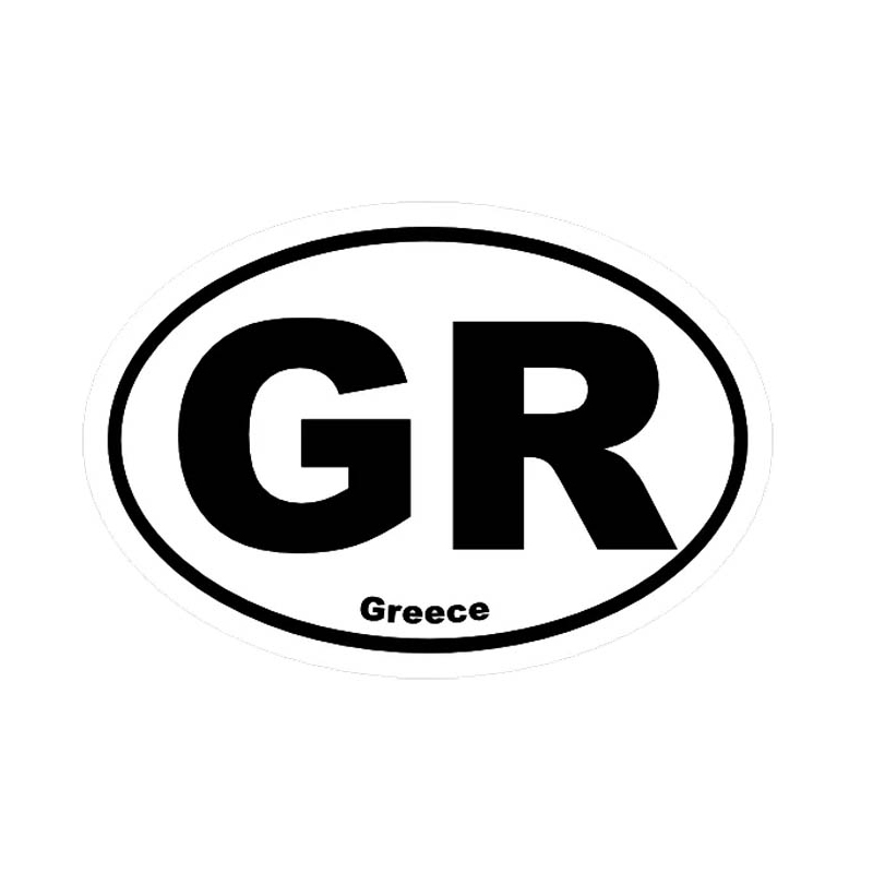 Βλησαρούλης Car Center - Αυτοκόλλητο Απλό Οβάλ GR Άσπρο με Αστέρια 10,5cm x 7 cm 1 Τεμάχιο