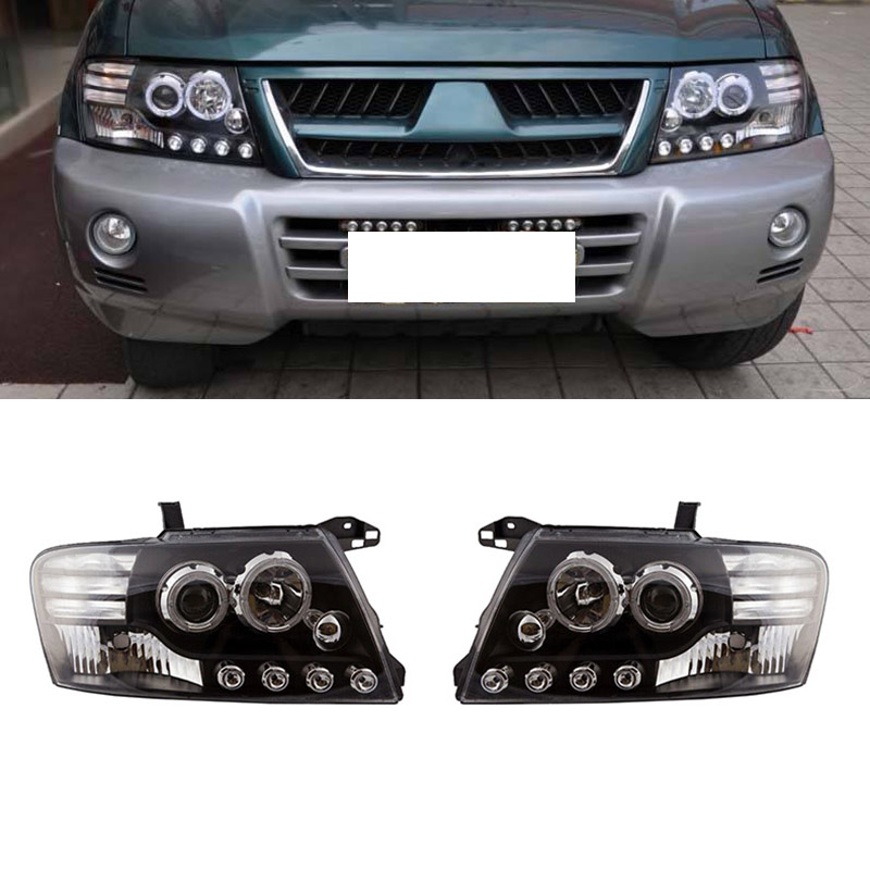 Βλησαρούλης Car Center - Μπροστινά Φανάρια Set Για Mitsubishi Pajero V60 00-06 Angel Eyes Μαύρα H7/H1 Manual Eagle Eyes