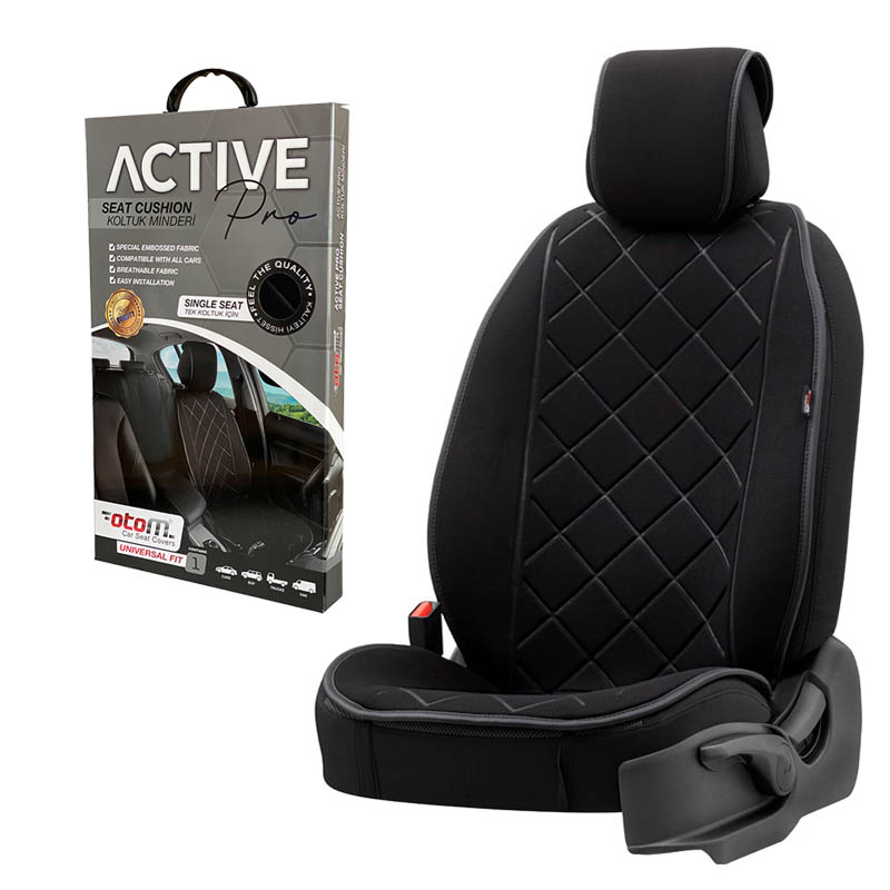 Βλησαρούλης Car Center - Πλατοκάθισμα Αυτοκινήτου Otom Active Pro Ύφασμα Lacoste Ανάγλυφο Καπιτονέ Μαύρο ACTP-101 1 Τεμάχιο