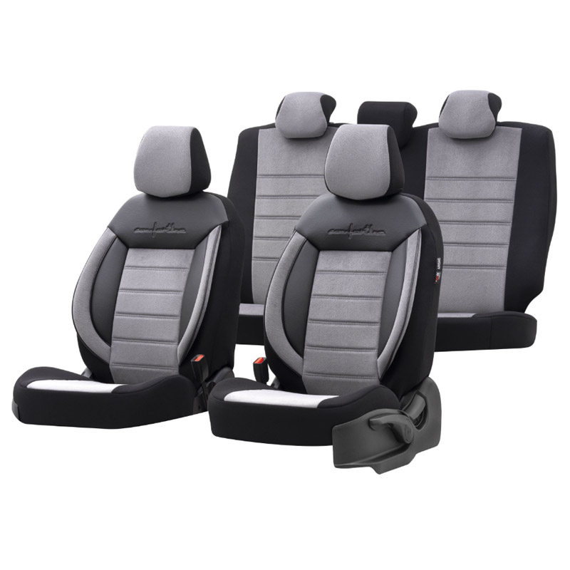 Βλησαρούλης Car Center - Καλύμματα Αυτοκινήτου Otom Comfortline Design Universal Sued / Rachel / Δερματίνη Σετ Εμπρός / Πίσω 11 Τεμαχίων Μαύρο - Γκρι CMF-206