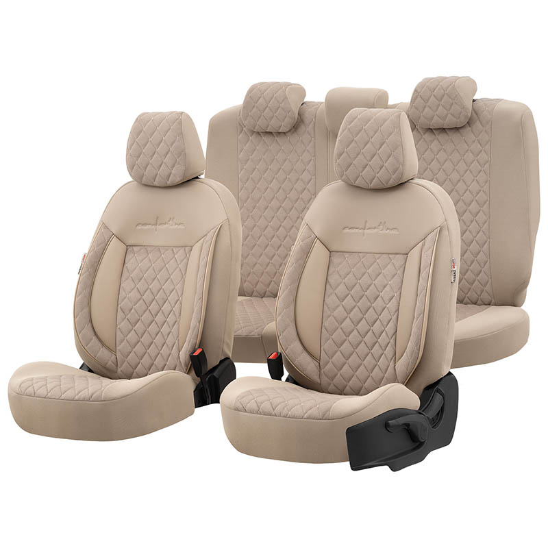 Βλησαρούλης Car Center - Καλύμματα Αυτοκινήτου Otom Comfortline VIP Design Universal Sued / Rachel / Δερματίνη Καπιτονέ Σετ Εμπρός / Πίσω 11 Τεμαχίων Μπεζ CMV-234