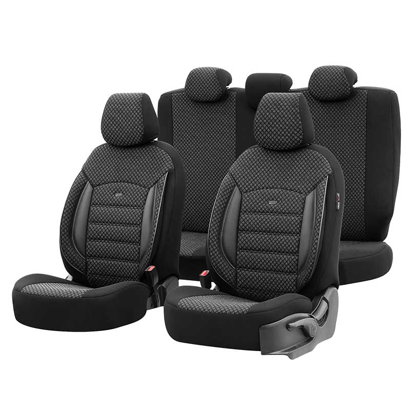 Βλησαρούλης Car Center - Καλύμματα Αυτοκινήτου Otom Sport Plus Design Universal Βαμβακερό Ύφασμα / Rachel / Δερματίνη Σετ Εμπρός / Πίσω 11 Τεμαχίων Μαύρο SPTPLS-101